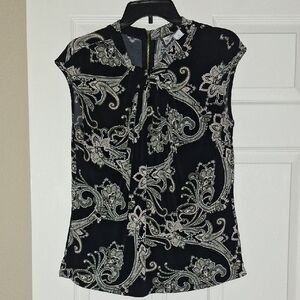 Liz Claiborne Black and White Paisley Blouse
